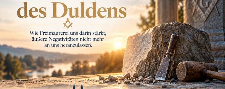 Symbolische Darstellung der Arbeit am rauen Stein in der Freimaurerei als Sinnbild für innere Stärke, Gelassenheit und persönliche Entwicklung.